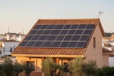 Instalación fotovoltaica de cinco kilovatios sobre una vivienda unifamiliar en Tomares
